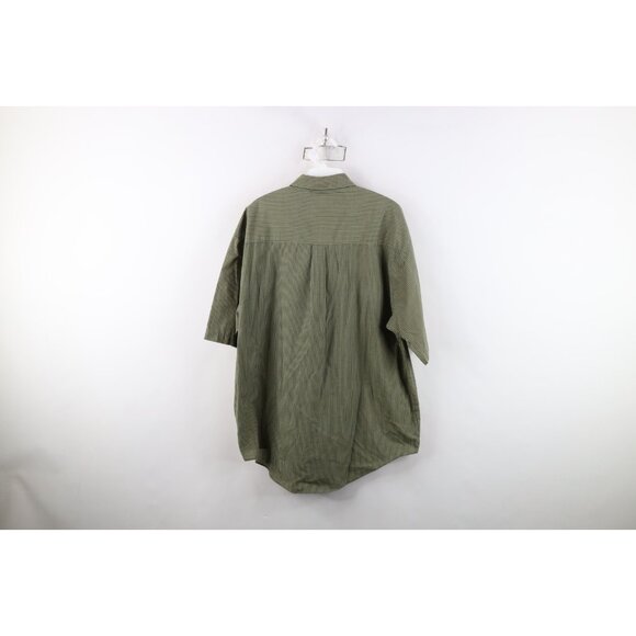 Vtg 90s Streetwear Mens L Pinstriped Baggy Fit Short Sleeve Button Down Shirt - Picture 9 of 11